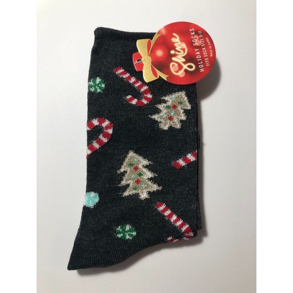 NEW Women's Shine Christmas Crew Socks COOKIES / CANDIES Size 9-11 - Picture 1 of 5